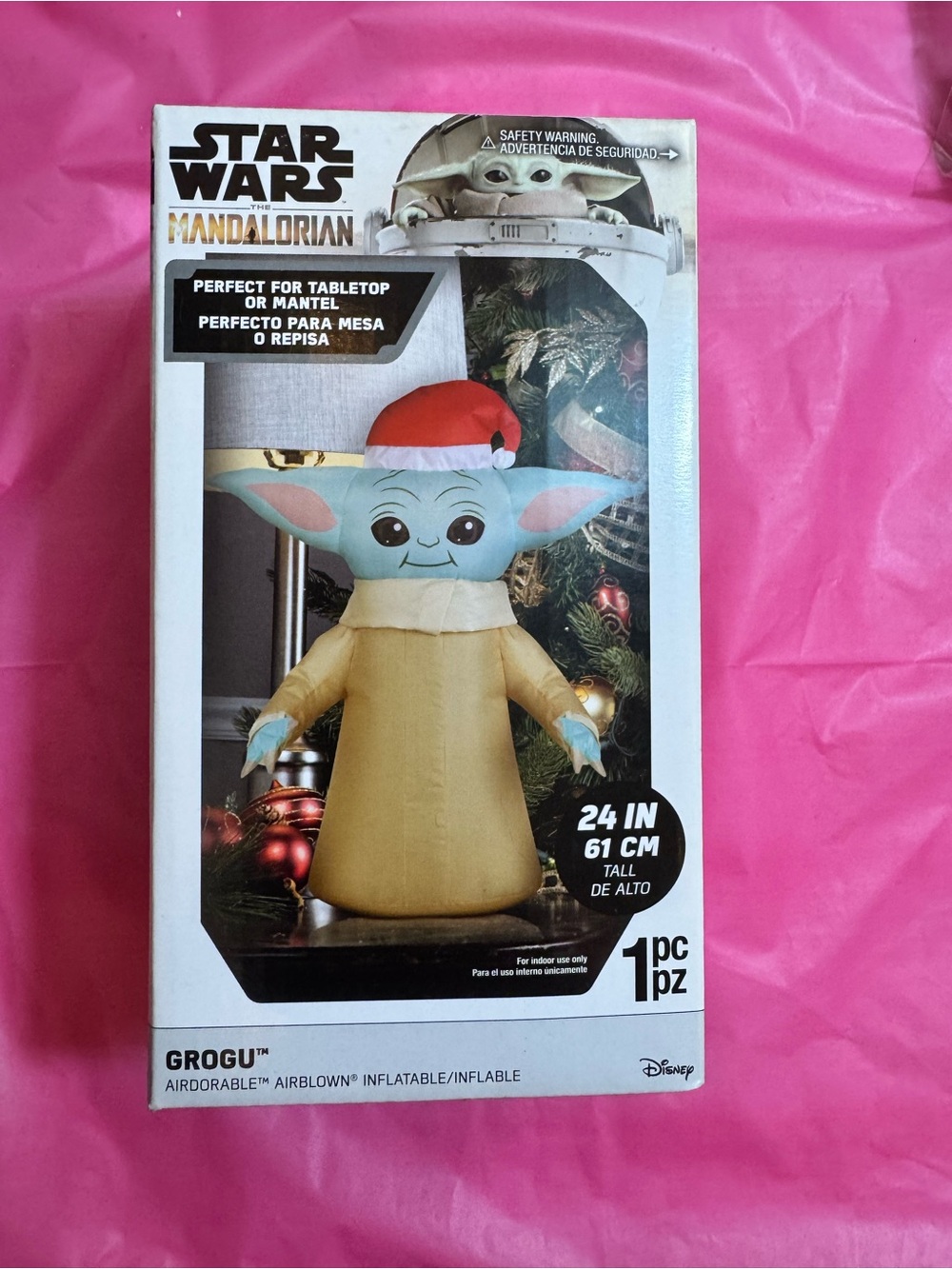 Star Wars Grogu Holiday Inflatable Figure - Green & Tan with Red Hat